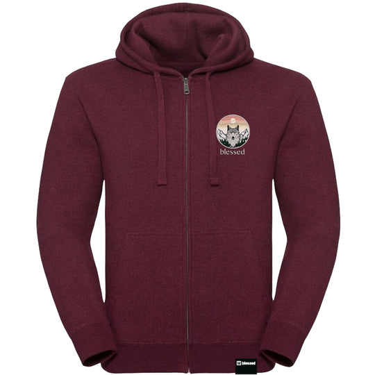 Wolf Zip Hoodie Burgundy